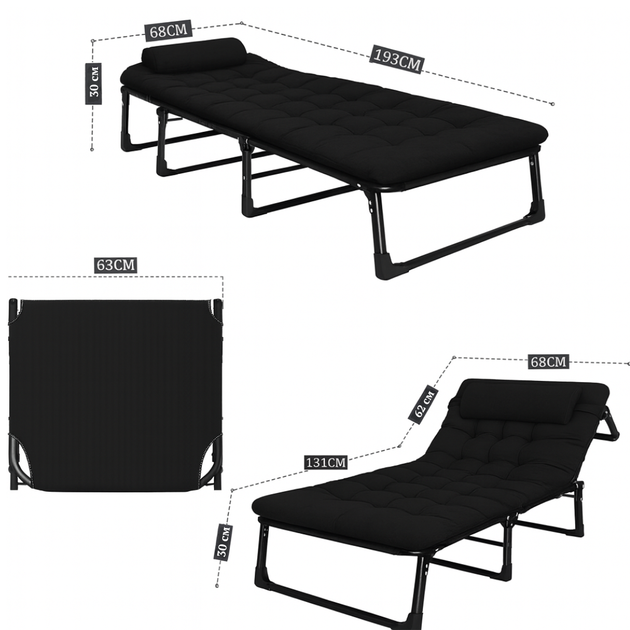 Раскладная кровать с матрасом и подушкой LEOBRO Black (LB-FB-A1-BLK) - Фото 3 Раскладная кровать с матрасом и подушкой LEOBRO Black (LB-FB-A1-BLK) - изображение 3