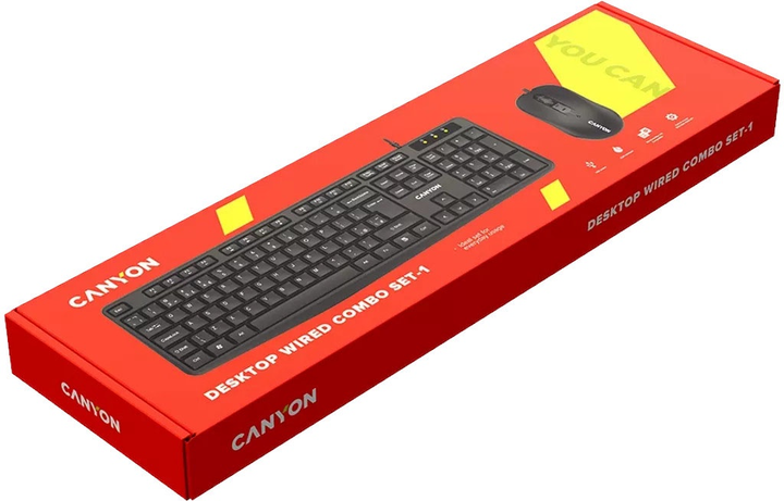 Zestaw przewodowy Canyon SET-1 USB Black (CNE-CSET1-UK/US) - obraz 3
