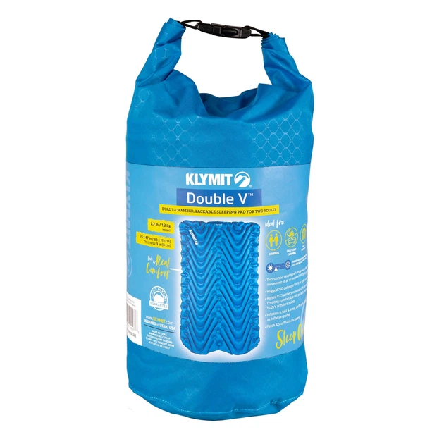 Надувной двойной коврик Klymit Double V (цвет Blue) - изображение 5