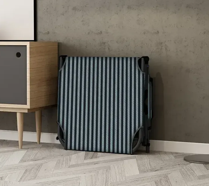Раскладная кровать с Mesh-матрасом и подушкой LEOBRO Striped 193х68х30 см, с регулировкой спинки, черная в полоску - Фото 5 Раскладная кровать с Mesh-матрасом и подушкой LEOBRO Striped 193х68х30 см, с регулировкой спинки, черная в полоску - изображение 5