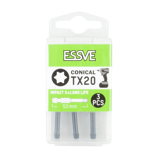Бита ударная Essve TORX TX20*50мм 3 шт - Фото 2 Бита ударная Essve TORX TX20*50мм 3 шт - изображение 2