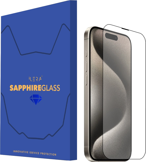 Захисне скло iLera Sapphire Ultra + Glass для Apple iPhone 15 Pro Max Black (iLSPDL+15PrMx) - зображення 1