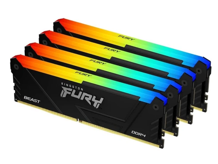 Пам'ять для настільних комп'ютерів Kingston Fury Beast DDR4 RGB 4x16Gb KF436C18BB2AK4/64 - Фото 2 Пам'ять для настільних комп'ютерів Kingston Fury Beast DDR4 RGB 4x16Gb KF436C18BB2AK4/64 - зображення 2