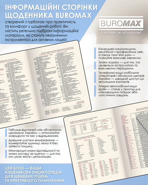 Ежедневник датированный 2026 Buromax Vienna А5 из искусственной кожи 336 страниц синий (BM.2111-02) - Фото 8 Ежедневник датированный 2026 Buromax Vienna А5 из искусственной кожи 336 страниц синий (BM.2111-02) - изображение 8