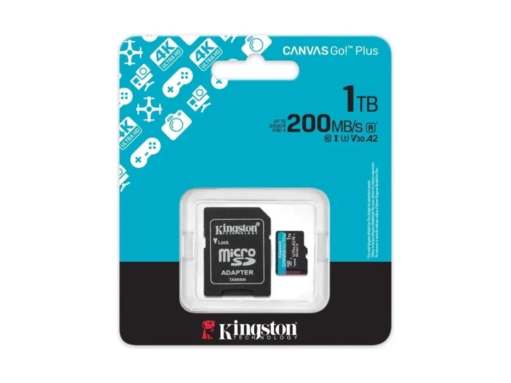 Карта пам'яті Kingston MicroSDXC 1TB Canvas Go Plus Gen4 200MB/s A2 U3 V30 + SD-адаптер (SDCG4/1TB) - Фото 3 Карта пам'яті Kingston MicroSDXC 1TB Canvas Go Plus Gen4 200MB/s A2 U3 V30 + SD-адаптер (SDCG4/1TB) - изображение 3