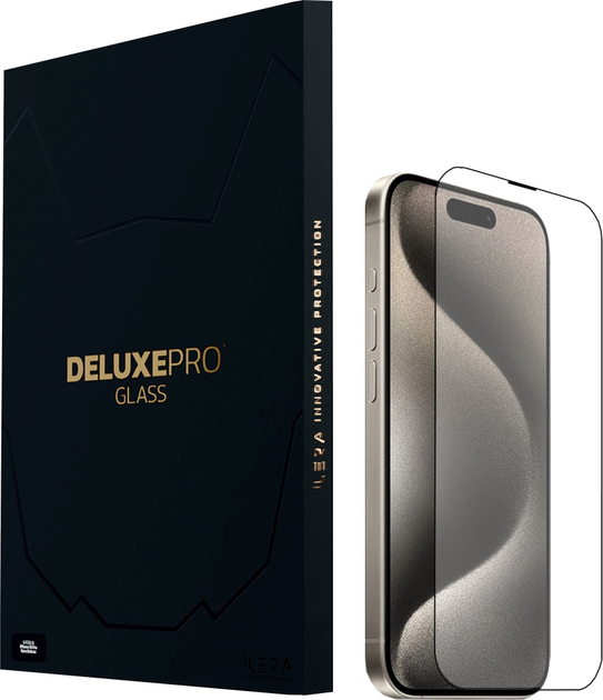 Szkło hartowane iLera DeLuxe Original Glass do Apple iPhone 15 Pro Black (iLFCDL15Pr) - obraz 1