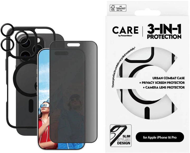 Захисне скло PanzerGlass Flagship 3-in-1 Privacy Bundle для Apple iPhone 16 Pro (PG_B1358-P2862-1284) - зображення 2