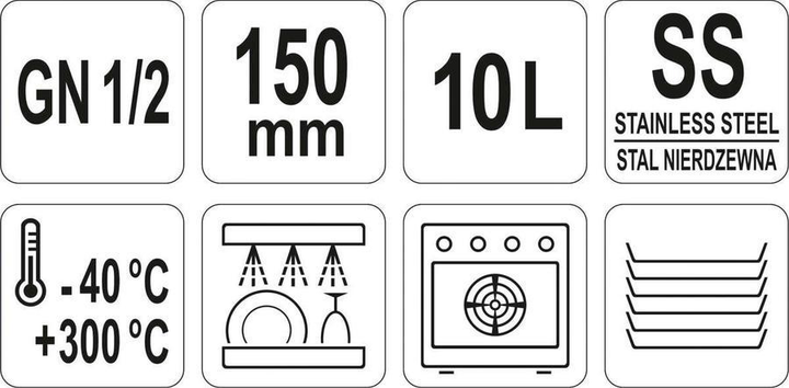 Pojemnik gastronomiczny Yato GN 1/2 ze stali nierdzewnej 32.5x26.5x15 cm (5906083861048) - obraz 3