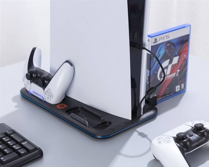 Stojak do PS5 Canyon CS-51 RGB Slim/DE z chłodzeniem i ładowaniem padów Black (CND-CSPS5B-1) - obraz 9