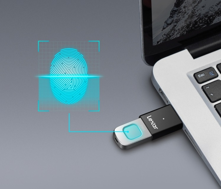 Pendrive Lexar JumpDrive Fingerprint F35 Pro 128GB USB 3.2 Gen1 Black/Grey (LJDF35P128G-RNBNG) - obraz 7
