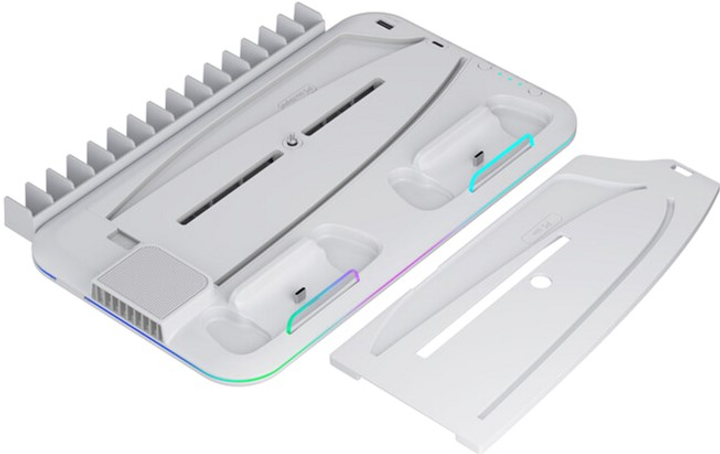 Stojak do PS5 Canyon CS-51 RGB Slim/DE z chłodzeniem i ładowaniem padów White (CND-CSPS5W-1) - obraz 2