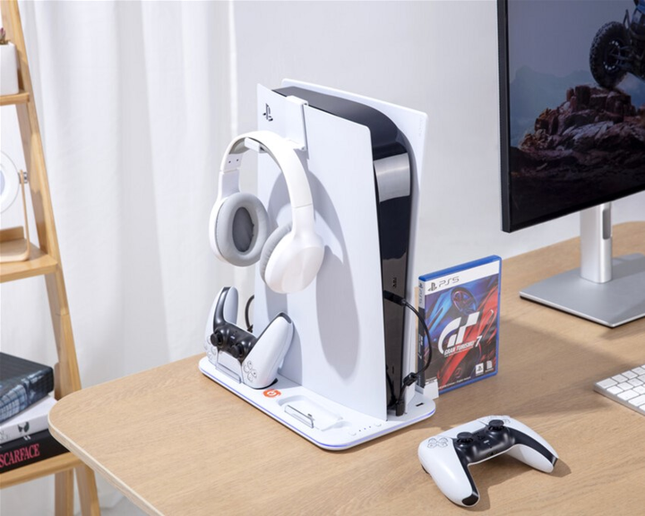 Stojak do PS5 Canyon CS-51 RGB Slim/DE z chłodzeniem i ładowaniem padów White (CND-CSPS5W-1) - obraz 6