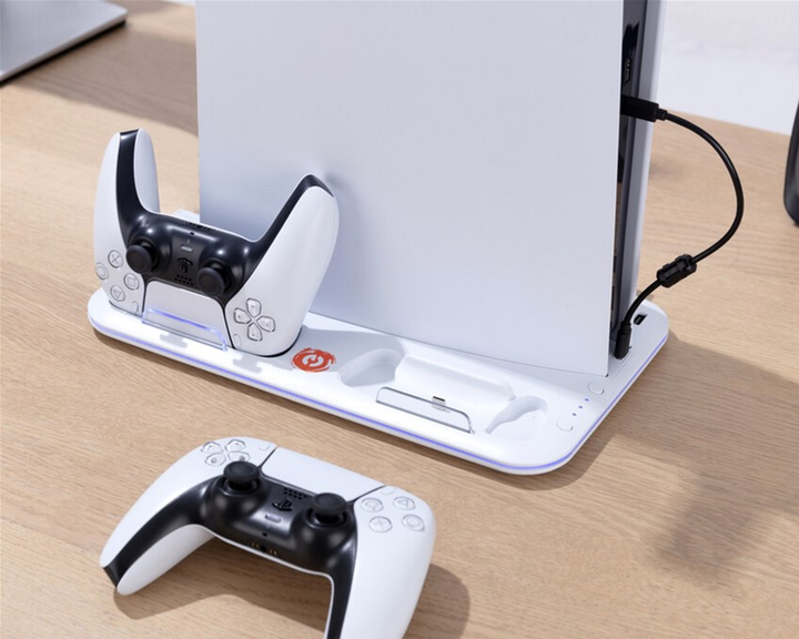 Stojak do PS5 Canyon CS-51 RGB Slim/DE z chłodzeniem i ładowaniem padów White (CND-CSPS5W-1) - obraz 8