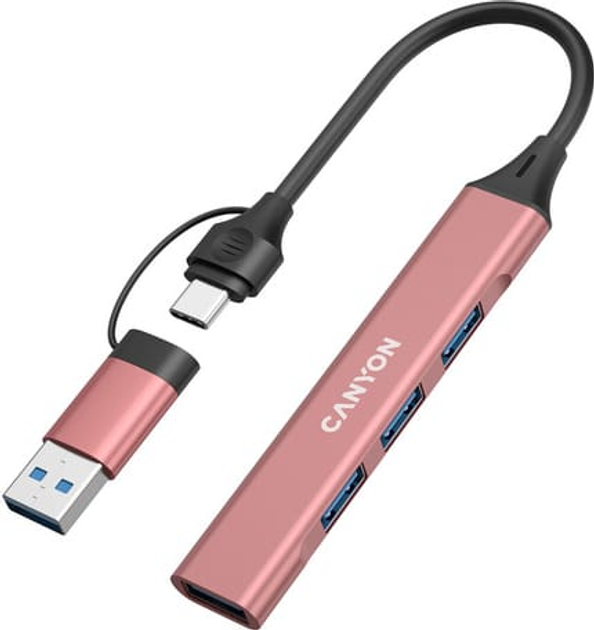 USB-хаб Canyon DS-02 4-в-1 USB-A/C Pink (CNS-TDS02P) - зображення 4