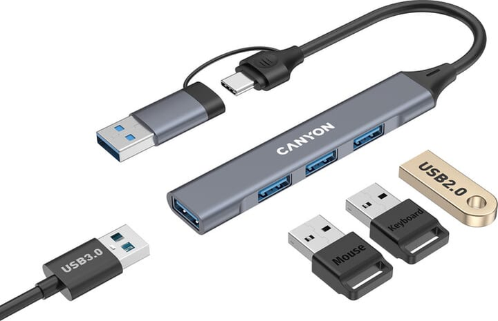 USB-хаб Canyon DS-02 4-в-1 USB-A/C Grey (CNS-TDS02G) - зображення 5