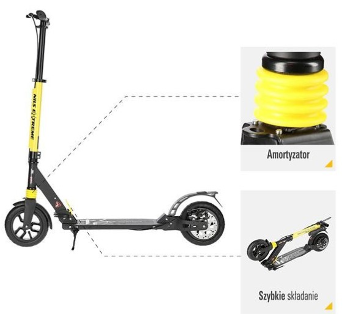 Hulajnoga Nils Extreme HM208T z hamulcem tarczowym Czarno-żółta (5907695597455) - obraz 4