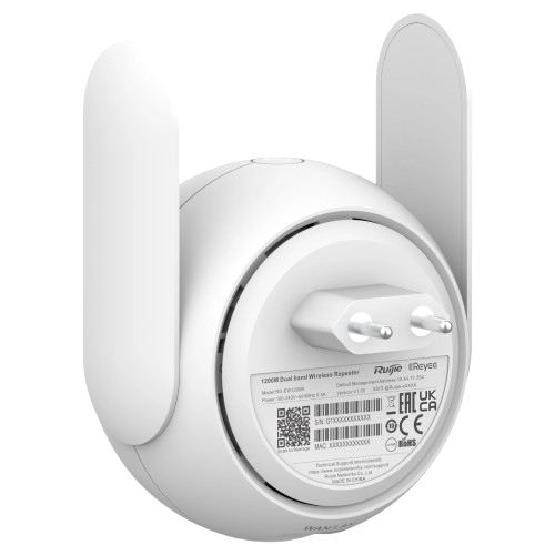 Двухдиапазонный расширитель с 2 антеннами Ruijie RG-EW1200R, Wi-Fi 5, 5 GHz: 867 Mbps, Mesh Wi-Fi, White - Фото 3 Двухдиапазонный расширитель с 2 антеннами Ruijie RG-EW1200R, Wi-Fi 5, 5 GHz: 867 Mbps, Mesh Wi-Fi, White - изображение 3