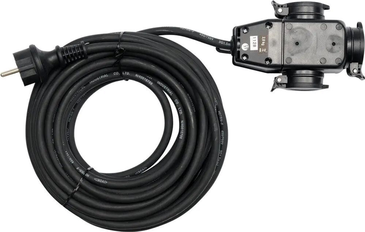 Przedłużacz elektryczny YATO l=20 m 16 A 3Gx1.5 mm² IP44 z rozdzielaczem 3 gniazda (YT-81162) - obraz 1