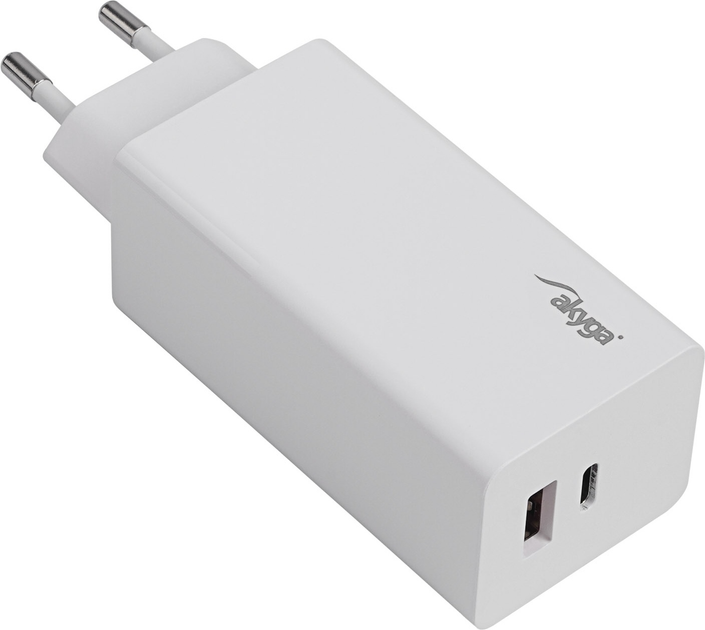 Мережевий зарядний пристрій AKYGA USB-A + USB-C 100W White (AK-CH-20) - зображення 1