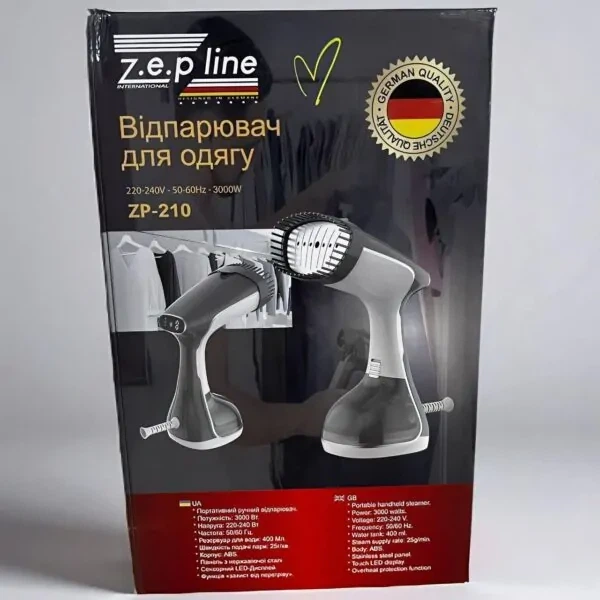 Вертикальный ручной отпариватель для одежды Zepline ZP-210 3000 Вт Сенсорное управление Серый - изображение 2