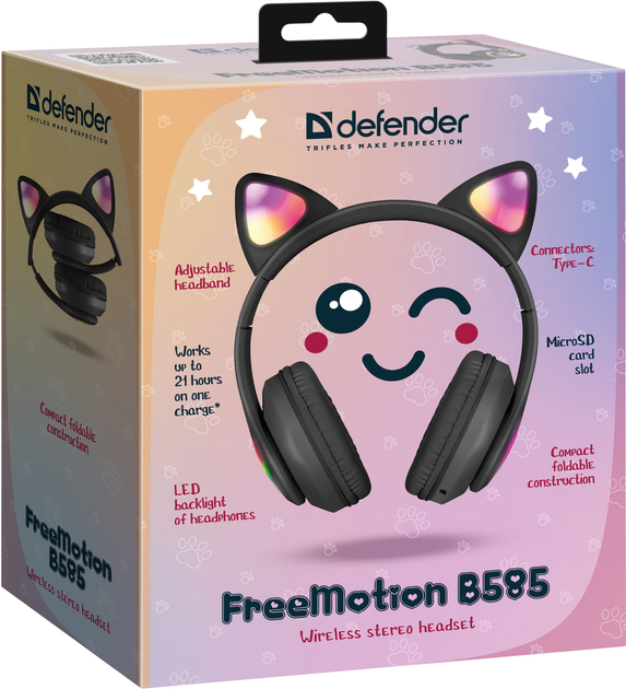Słuchawki Defender FreeMotion B585 Green LED Bluetooth Black (4745090821697) - obraz 9