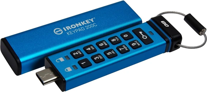 Флешнакопичувач USB3.2 128 GB Kingston IronKeypad 200 Type-C Blue (IKKP200C/128GB) ( Блакитний ) - изображение 9