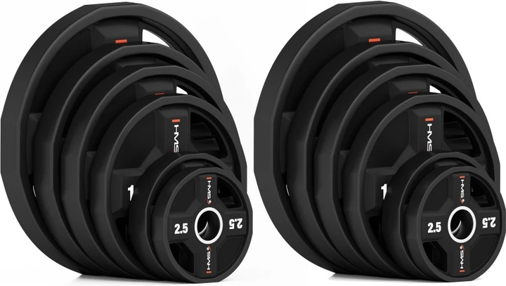 Zestaw talerzy olimpijskich HMS TPC poliuretanowych 2 x 2.5 - 25 kg 12 szt. (5908261682780) - obraz 2