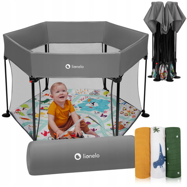 Манеж Lionelo ROEL PLUS GREY MULTICOLOR - Фото 3 Манеж Lionelo ROEL PLUS GREY MULTICOLOR - изображение 3