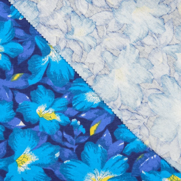 Ткань фланель халатная цветы синие (155г/м.кв150см пог.м) 144042 - изображение 4