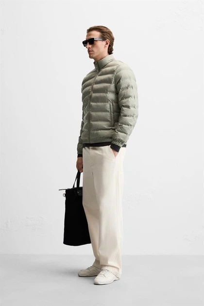 Легка стьобана куртка стограмівка Zara кротово-сіра L 4695\537\832