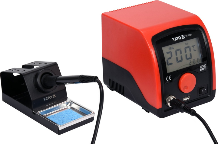 Паяльна станція YATO 75 Вт / 200-480°С / жало тип 900М / LCD табло з USB заряджанням (YT-82456) - зображення 2