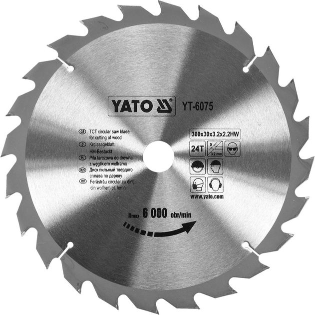 Tarcza widiowa YATO 300 x 24 zębów x 30 mm (YT-6075) - obraz 1