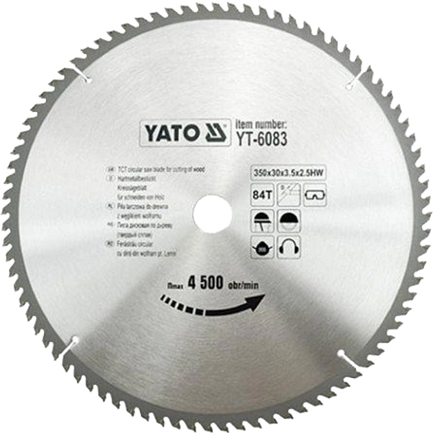 Tarcza widiowa YATO 350 x 84 zębów x 30 mm (YT-6083) - obraz 1