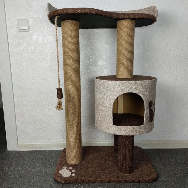 Кошачья когтеточка дряпка домик для кошки кота 90х60х40см бежево коричневая - Фото 2 Кошачья когтеточка дряпка домик для кошки кота 90х60х40см бежево коричневая - изображение 2