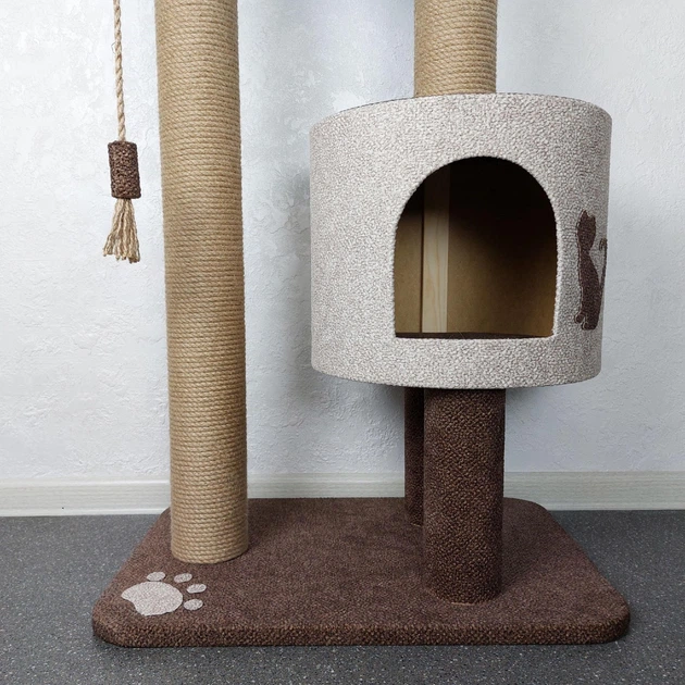 Кошачья когтеточка дряпка домик для кошки кота 90х60х40см бежево коричневая - Фото 5 Кошачья когтеточка дряпка домик для кошки кота 90х60х40см бежево коричневая - изображение 5