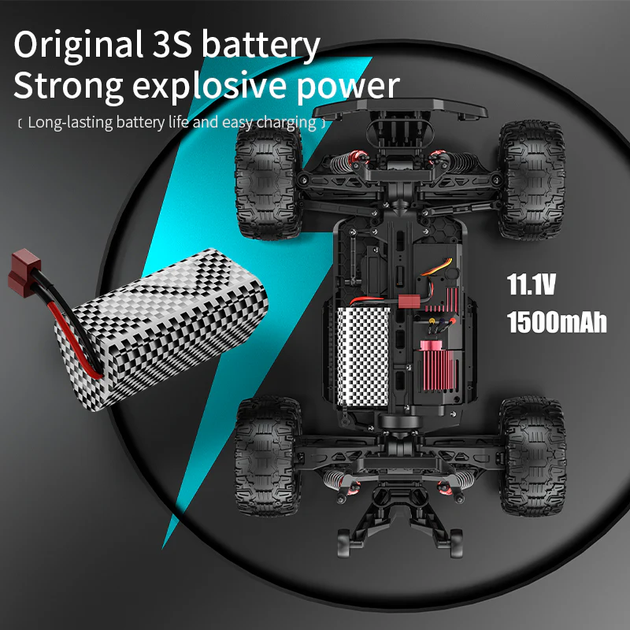 Большая машинка на пульте KF10 1:10 машинка на пульте управления 4WD, 40 км/ч полный привод, LED свет влагозащ - изображение 4