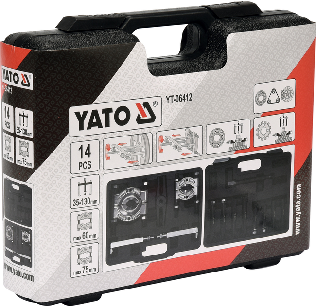 Знімач універсальний і 2 розділювачі Yato YT-06412 діапаз.- 35-130 мм до Ø≤ 60 і 75 мм 14 шт + кейс (5906083061066) - зображення 4
