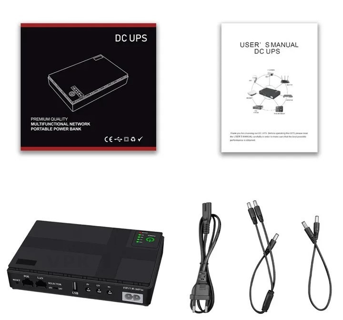 Бесперебойник для роутера UPS 5V, 9V, 12V 10400mAh Павербанк для роутера Wi-Fi (интернета) Черный - изображение 4