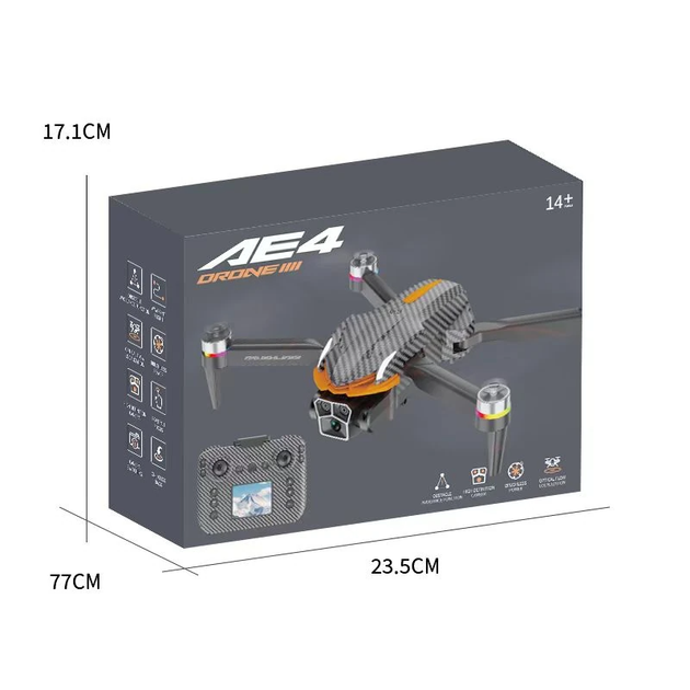 Квадрокоптер с экраном AE4 PRO, HD камера 480P, бесщеточный мотор, оптическое позиционирование, дрон с сумкой. - изображение 2