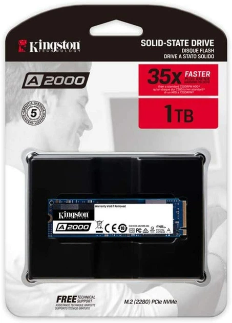 SSD M.2 Kingston A2000 1000GB NVMe 2280 PCIe 3.0 x4 3D NAND TLC - изображение 2