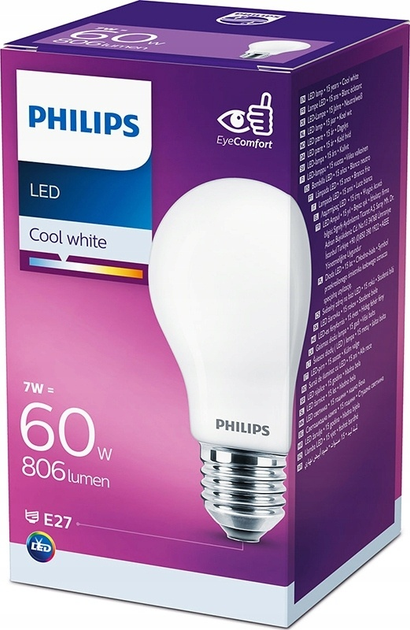 Світлодіодна лампа Philips E27 A60 7W 4000K 806LM MAT (929001323531) - зображення 2