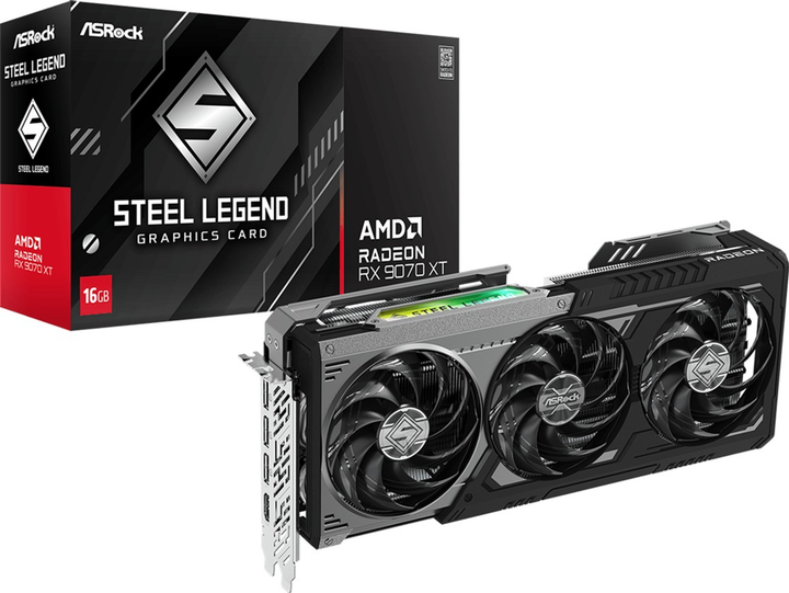 Karta graficzna ASRock PCI-Ex Radeon RX 9070 XT Steel Legend Dark 16GB GDDR6 (256bit) (2970/20000) (1 x HDMI, 3 x DisplayPort) (RX9070XT SLD 16G) - obraz 6