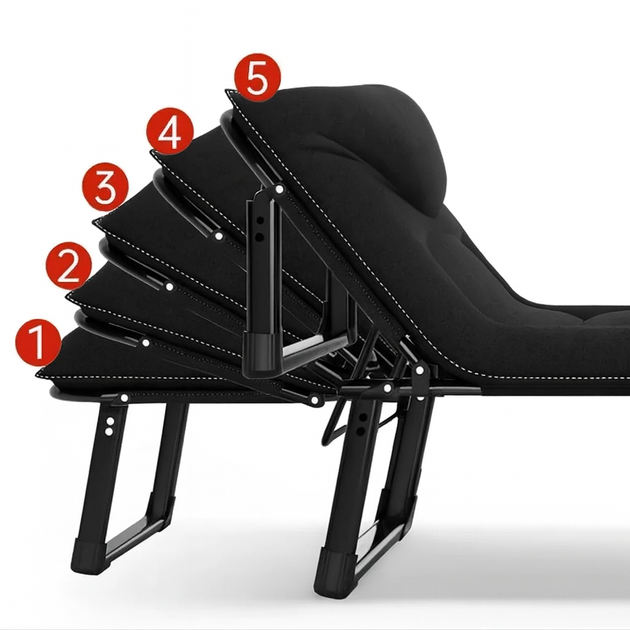 Раскладушка-кровать LEOBRO со встроенным матрасом Black (LB-FB-S1-BLK) - изображение 4