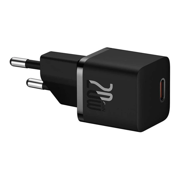 Сетевое зарядное устройство адаптер Baseus GaN5 Fast Charger (mini) |1Type-C, 20W/3A, поддержка быстрой зарядки QC/PD, многоуровневая защита, широкая совместимость, компактный| + Кабель Type-C to Type-C |100W, 1m| Черный - изображение 2