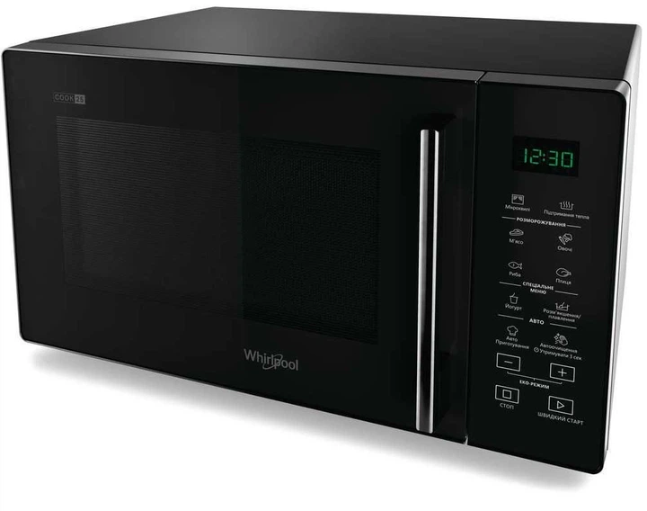Микроволновая печь WHIRLPOOL 25л, 900Вт, диаметр тарелки 27л (MWP251B) - Фото 2 Микроволновая печь WHIRLPOOL 25л, 900Вт, диаметр тарелки 27л (MWP251B) - изображение 2