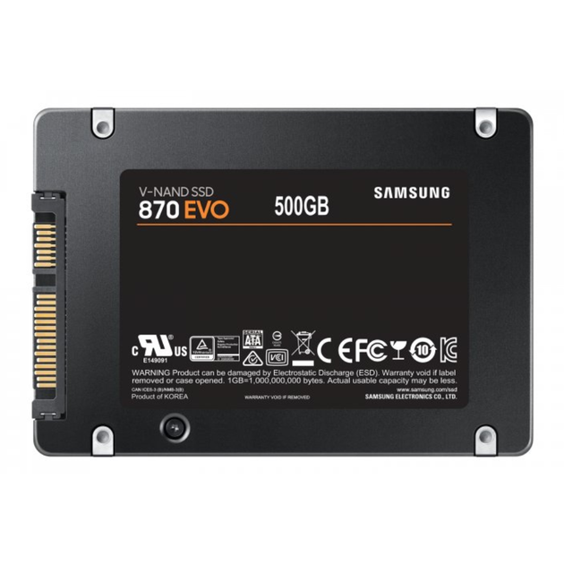 Накопитель Samsung SSD 870 EVO, 2.5", SATA 3, 500GB, R 560 MB/s, W 560 MB/s, Black (MZ-77E500B/EU) - изображение 3