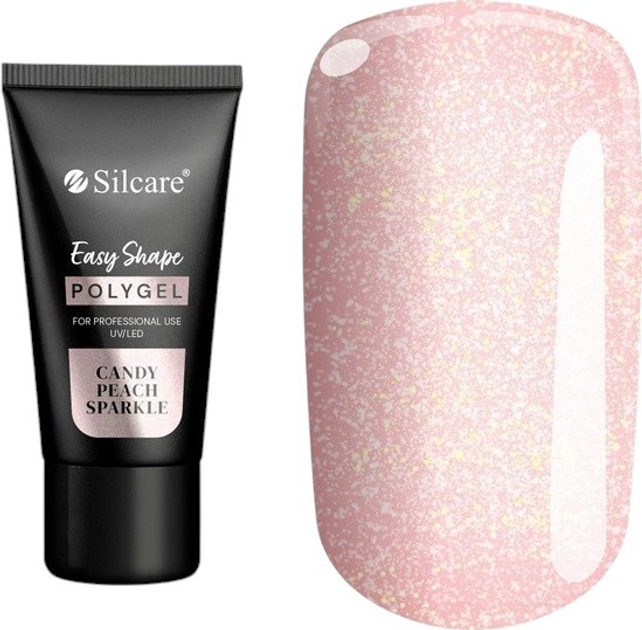 Żel budujący do paznokci Silcare Polygel Easy Shape Candy Peach Sparkle 30 g (5902560558692) - obraz 1