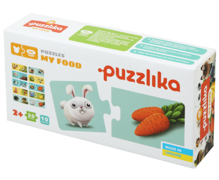 Паперові пазли Puzzlika "Моя їжа" 20 деталей, навчальні пазли з тваринами, розвиток моторики, від 2 років - Фото 2 Паперові пазли Puzzlika "Моя їжа" 20 деталей, навчальні пазли з тваринами, розвиток моторики, від 2 років - зображення 2