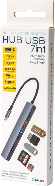 Hub USB Platinet 2 x USB-A, 2 x USB-C PD, 1 x HDMI 4K 10Gbps (PMH9997B) - obraz 7