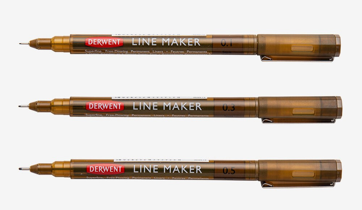 Набір лінерів Derwent Line Maker 3 шт Sepia (5028252595827) - зображення 3